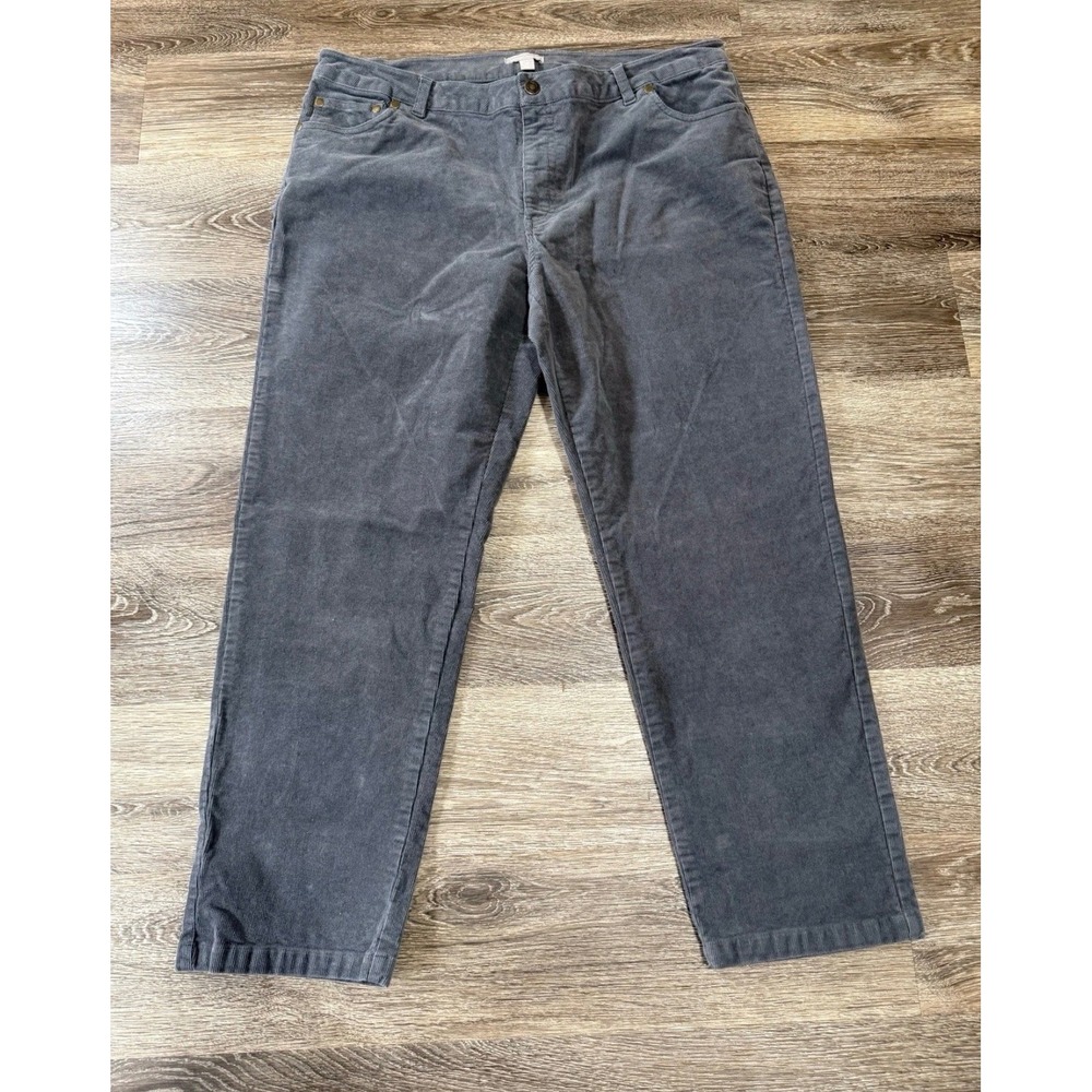 Woman Within Gray Corduroy Pants 16W Petite Straight Leg Cotton Spandex